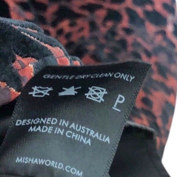 MISHA RED LEOPARD HARPA DRESS Burnout Velvet Front Slit Lined  US 10 $419.95 - Picture 10 of 13